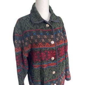 Vintage Woolrich Button up Women's Aztec Coat Patterned Wool Size Medium